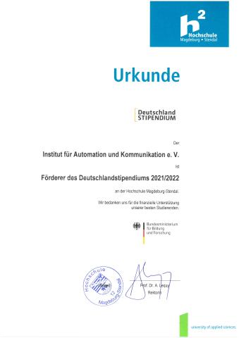 Urkunde Deutschlandstipendium